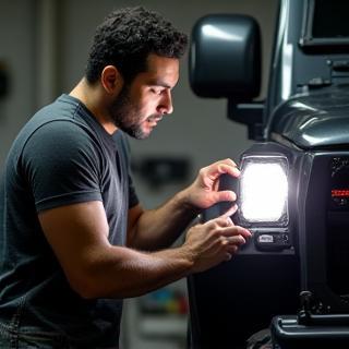 Marco finishing a lighting install